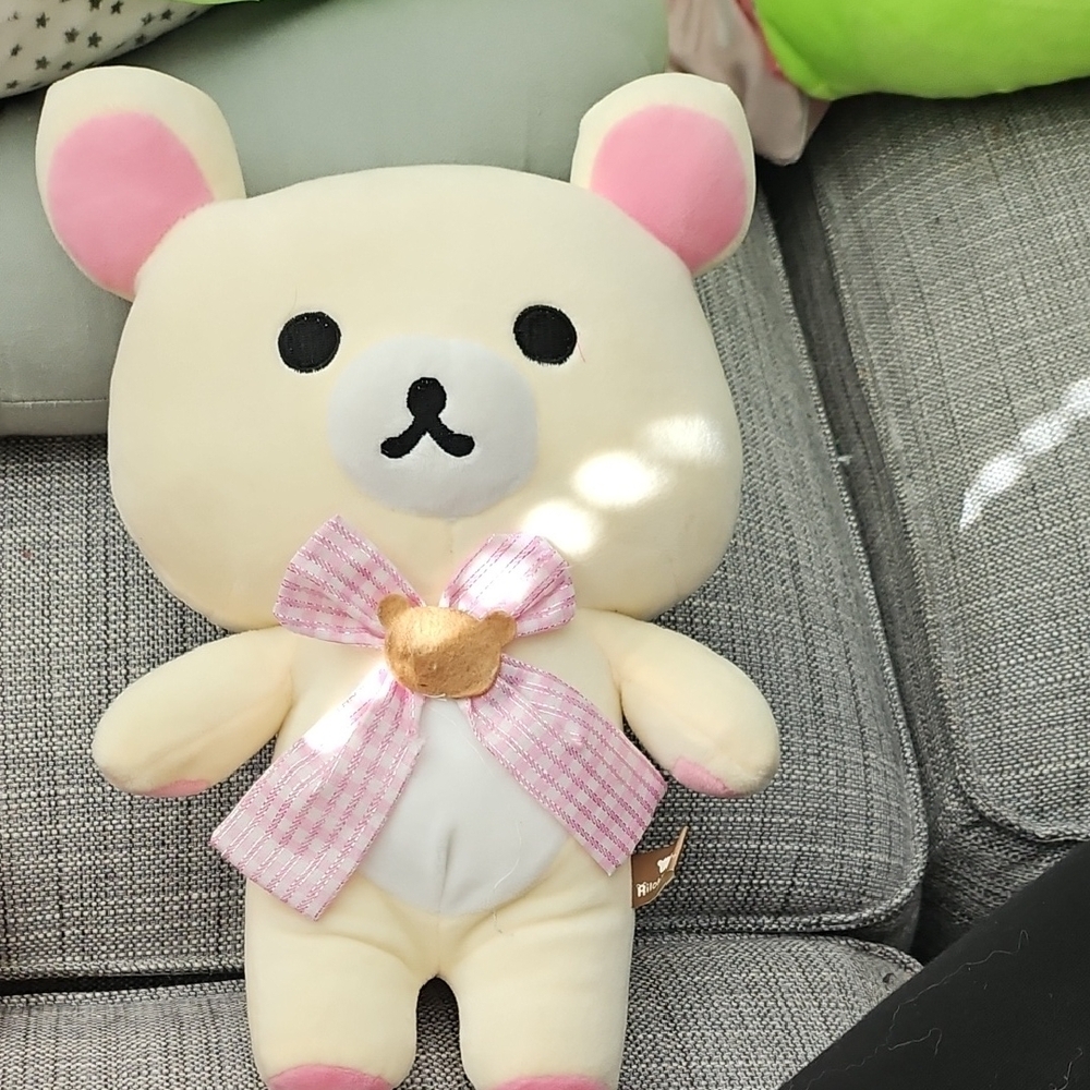 Rilakkuma Cute Cream and Pink Bear Plush Toy